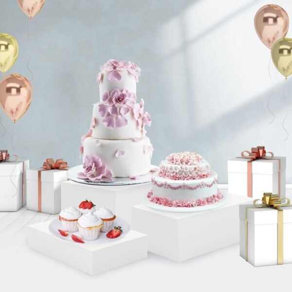 oem/odm 3 pack white buffet food risers, step 12” 11”10” large size acrylic cube box display for dessert table display set food drink collectibles jewelry figures, display stands for retail vendor events,5 side, rectangle wholesale supplier & factory