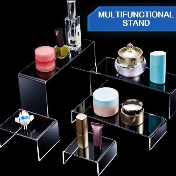 oem/odm 8 sets acrylic display risers u shaped clear product stand transparent cake dessert candy perfume stand shelves display shelf for collectibles table showcase box food glass organize and decoration wholesale supplier & factory