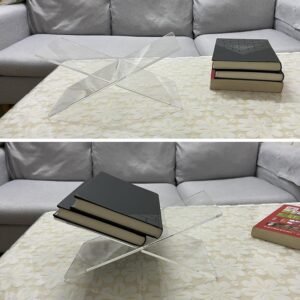 oem/odm clear acrylic book holder, large open book display stand for cookbook art book bible textbook magazine, 2-piece reading book stand for coffee table, desk, kitchen counter, 6" x 11" x 6" (regular) wholesale supplier & factory