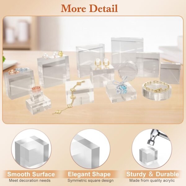 oem/odm acrylic base 8 pieces acrylic blocks for display 2 x 2 x 1 inch square riser display stands trophy base pedestal stands clear cube for trophy jewelry props food party crafts wholesale supplier & factory