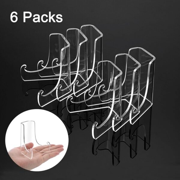 oem/odm hipiwe 6 packs acrylic easels display stands clear acrylic plate stand flat back easel display easels table card holder for plate photos book picture wedding home decor (3" h x2.7 w x 2.3" d) wholesale supplier & factory