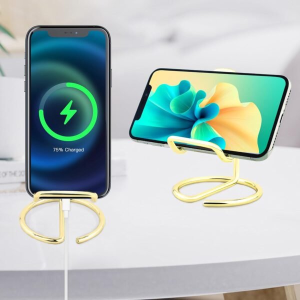 oem/odm cell phone stand for desk, small metal mobile phone stand holder, gold color cell phone display holder, phone dock compatible with all mobile phones, iphone, switch, ipad, kindle（1 pack） wholesale supplier & factory