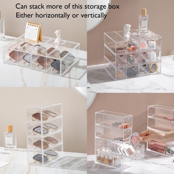 oem/odm sunglass storage box, acrylic eyeglass organizer, make-up storage drawer tray, jewelry trays, type strong load-bearing easy access 4-layer transparent visual sunglasses case home office using wholesale supplier & factory