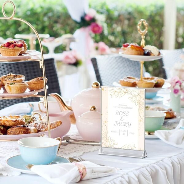 oem/odm niubee 6pack 8.5x11 clear acrylic sign holder with sliver borders and vertical stand, double sided table menu holders picture frames for wedding table numbers, photos wholesale supplier & factory
