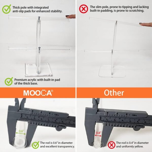 oem/odm mooca deluxe clear acrylic jewelry organizer, 2 tier t-bar bracelet holder, acrylic necklace holder, jewelry holder, jewelry organizer stand, premium quality with enhanced transparency wholesale supplier & factory