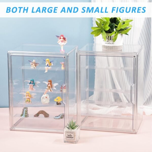 oem/odm 2pcs extra large 5 tiers clear display case for figures, acrylic storage organizers box with magnetic door, acrylic dustproof showcase for collectibles action figure collectibles wholesale supplier & factory
