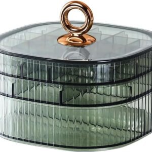 oem/odm jewelry box, 3-layer acrylic jewelry organizer with handle, clear jewelry boxes for women girls, make up organizer, jewelry storage holder (green) wholesale supplier & factory