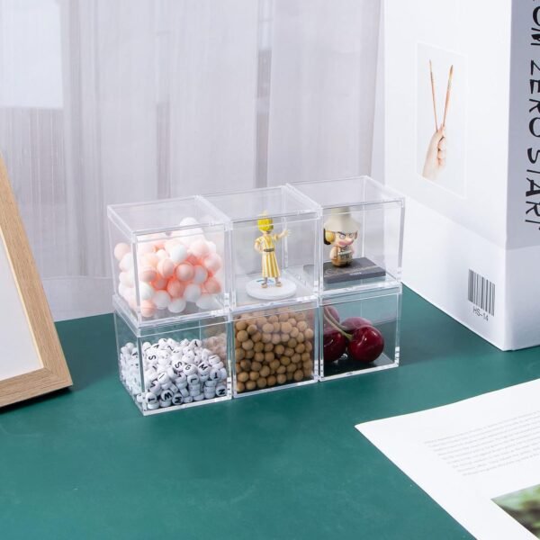 oem/odm 6 packs clear acrylic plastic box, acrylic boxes with lids, small square plastic containers 2.1''×2.1''×2.2'', plastic square boxes for candy, pill and jewelry wholesale supplier & factory