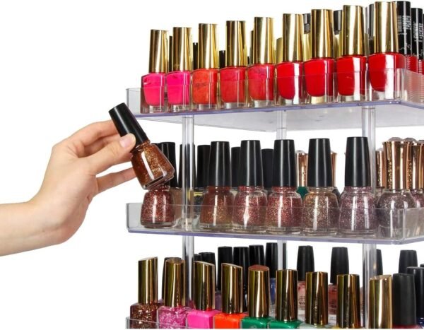 oem/odm jackcube design 3 tier clear nail polish 360 rotating display rack organizer stand makeup cosmetics storage box carousel shelf with acrylic guard(3tier) - :mk387-3 wholesale supplier & factory