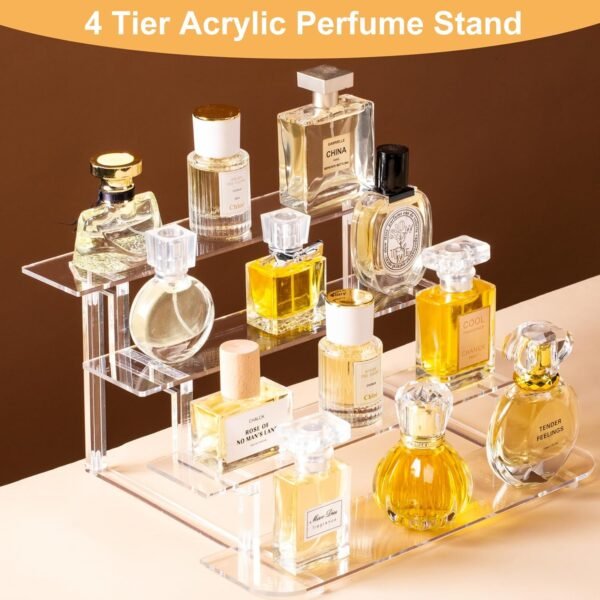 oem/odm 4 tier acrylic display risers, perfume organizer stand, clear shelf risers for figures, dessert shelves for party, funko pop shelves, cupcake stand holder decoration wholesale supplier & factory