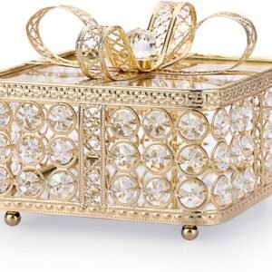 oem/odm hipiwe crystal mirrored jewelry box gold jewelry trinket organizer treasure box home decor ring earrings necklace storage holder bow-knot keepsake box, large wholesale supplier & factory
