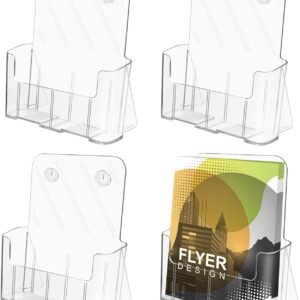 oem/odm acrylic brochure holder 8.5 x 11 inch, 4 packs brochure stand, clear acrylic sign holder, pamphlet paper flyer literature holder, menu stand, acrylic display stand for table desk wall mount wholesale supplier & factory