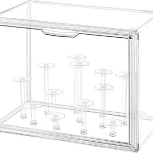 oem/odm clear acrylic display case with free-combination holder, large blind box for figures, dustproof storage organizer with magnetic door for action figures toys, stackable collectibiles showcase wholesale supplier & factory