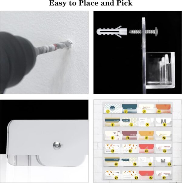 oem/odm turstin business card holder wall mount clear sticker display marketing holder acrylic business card stand multi pocket rack organizer space saver for home office (24 pockets) wholesale supplier & factory
