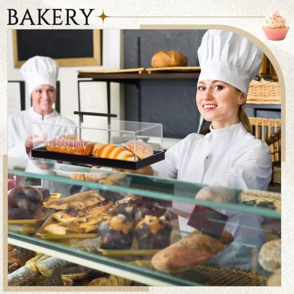 oem/odm 2 pcs acrylic bakery pastry display case with 9'' serving tong 14"x6"x4" rectangular clear acrylic serving tray dessert cake tray with lid for party banquets wholesale supplier & factory