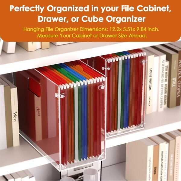 oem/odm maxgear hanging file organizer box, acrylic filing folder organizer for letter size, portable desktop box with handles, clear file crate storage boxes for office home wholesale supplier & factory