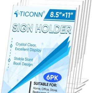 oem/odm ticonn 8.5 x 11 acrylic sign holder, l shape clear stand for displaying, plastic paper holder for office, store, restaurant (vertical 6 pack) wholesale supplier & factory