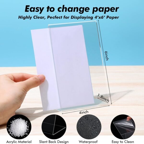 oem/odm sanwuta 2 pack acrylic sign holder,slant sign display stand,transparent flyer holder frame plastic document display for workers teachers office home menu desktop(4 x 6 inch) wholesale supplier & factory