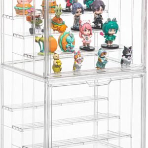 oem/odm clear acrylic display case for figures 4 layer figure display shelf with 3 movable plate stackable display box with magnetic door for collectibles 2 pack wholesale supplier & factory