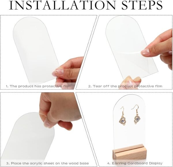oem/odm yulejo acrylic earring display stand jewelry retail holder arch acrylic earring holder solid hollow acrylic sign stand jewelry displays with wooden bases for studs dangle earrings (24) wholesale supplier & factory