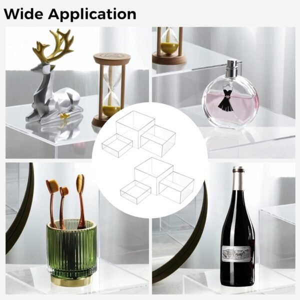 oem/odm 6 pcs 3 sizes acrylic display riser boxes,5 sided with hollow bottoms transparent acrylic cube display nesting risers, acrylic boxes for food display,large medium small clear display stand wholesale supplier & factory