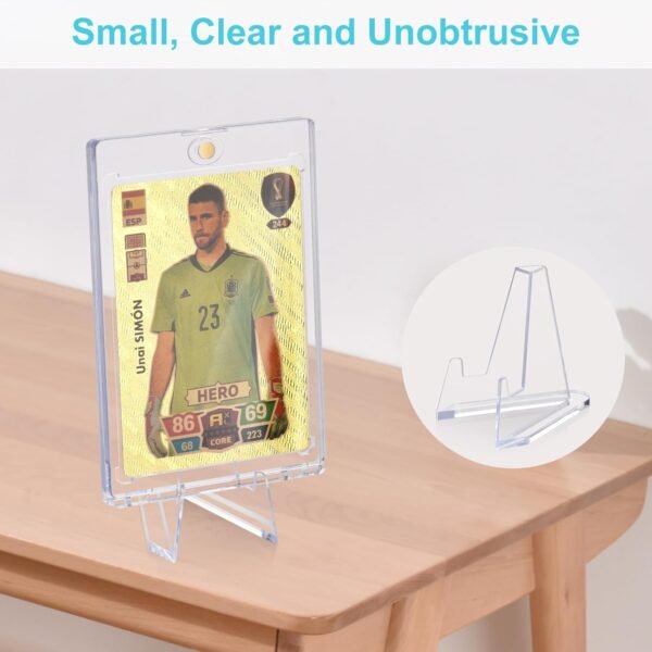 oem/odm 30 packs card display stand, sturdy and stable, premium acrylic sports card holder, versatile use, clear mini easel stand, for challenge coins psa graded baseball trading cards(2.2 inch) (30packs) wholesale supplier & factory