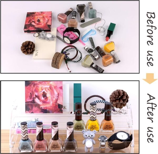 oem/odm yebeauty clear nail polish display holder 2pcs 3 layers, acrylic organizer storage tray rack stand holder for cosmetic eyeglasses lash display wholesale supplier & factory