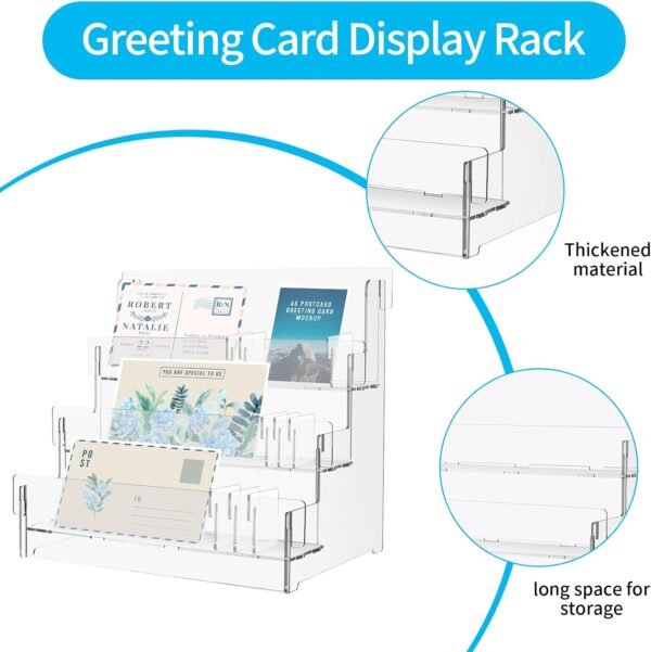 oem/odm dostatni 3 tier greeting card display rack acrylic sticker display stand retail display photo stand postcard display mail organizer stamp pad holder storage rack for stickers cards tabletop wholesale supplier & factory