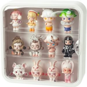 oem/odm clear display case for figures, wall mounted acrylic storage box, dust proof display cabinet organizer for mini pop mart action figures collectibles (white) wholesale supplier & factory