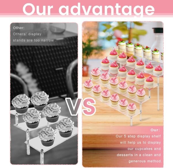 oem/odm ulendis 2 pack 5 tier acrylic display risers stand shelf, acrylic dessert stands for display for collectibles cupcakes perfumes jewel, tabletop perfume cupcake stand for decorating & organizing… wholesale supplier & factory