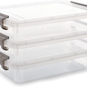 oem/odm citylife 3 pcs plastic storage bins with latching lids portable project case clear file box stackable storage containers for organizing a4 paper, photo, document, scrapbook wholesale supplier & factory