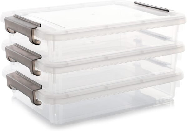 oem/odm citylife 3 pcs plastic storage bins with latching lids portable project case clear file box stackable storage containers for organizing a4 paper, photo, document, scrapbook wholesale supplier & factory
