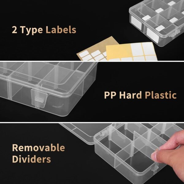 oem/odm quefe 2 pack 8 grids bead organizers and storage, plastic organizer box with removable dividers tackle box organizer for candies snacks electronics jewelry small parts wholesale supplier & factory