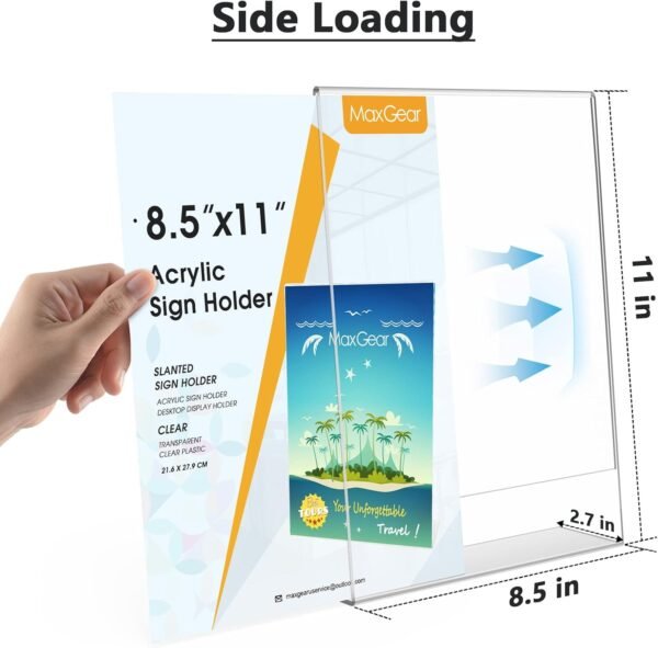 oem/odm maxgear 6 pack acrylic sign holder 8.5 x 11, plastic paper holder with vertical slanted back, picture photo frames display stand flyer and document organizer for office desktop use wholesale supplier & factory