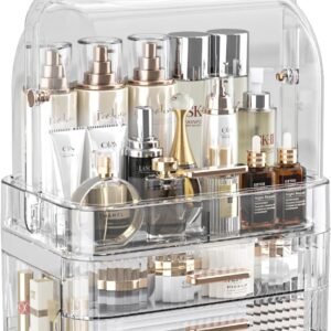 oem/odm linfidite cosmetics storage box transparent lid large makeup organizer box drawers portable handle waterproof dustproof skincare display cases for countertop, bathroom, dresser,gift clear wholesale supplier & factory