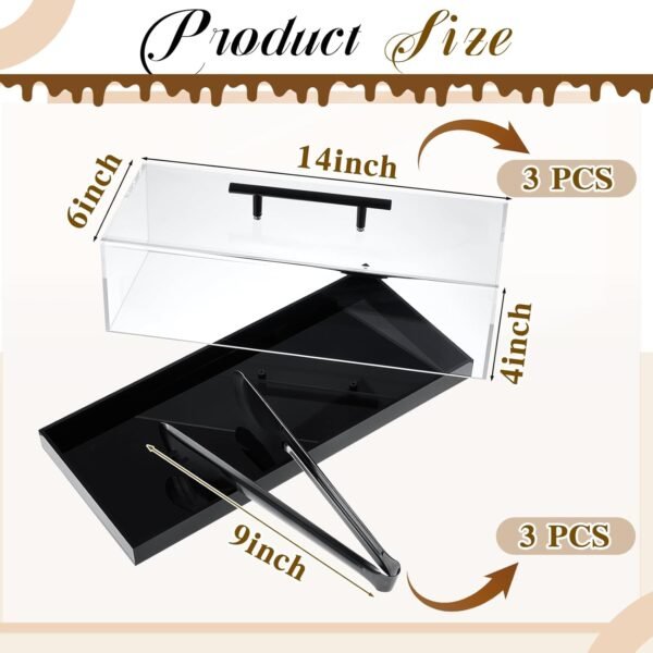 oem/odm 2 pcs acrylic bakery pastry display case with 9'' serving tong 14"x6"x4" rectangular clear acrylic serving tray dessert cake tray with lid for party banquets wholesale supplier & factory