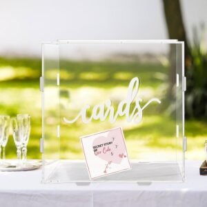 oem/odm genmous 10.5" acrylic wedding card box with lid, large gift card box for wedding reception, diy clear wedding envelope money card box for party,graduation,baby shower,birthday decorations,memory box wholesale supplier & factory