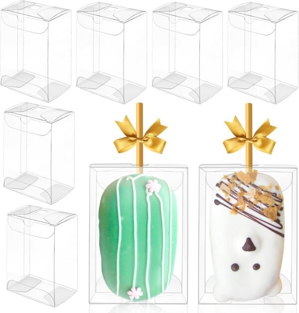 oem/odm czwestc 45 pack clear plastic box 3.5x2.4x1.38 inches, rice krispie treat boxes with hole, cakesicle boxes for candy, macaron, for baby shower, party favors, festival gift packaging wholesale supplier & factory