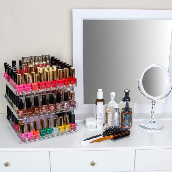 oem/odm jackcube design 3 tier clear nail polish 360 rotating display rack organizer stand makeup cosmetics storage box carousel shelf with acrylic guard(3tier) - :mk387-3 wholesale supplier & factory