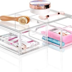 oem/odm sorbus large stackable acrylic drawers - 2 clear storage drawers for organizing make up, nail polish, hair accessories, and beauty supplies - makeup organizer for vanity, bathroom organizer countertop wholesale supplier & factory