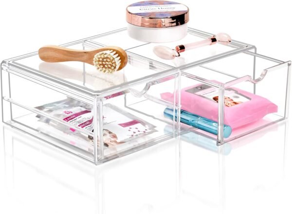 oem/odm sorbus large stackable acrylic drawers - 2 clear storage drawers for organizing make up, nail polish, hair accessories, and beauty supplies - makeup organizer for vanity, bathroom organizer countertop wholesale supplier & factory