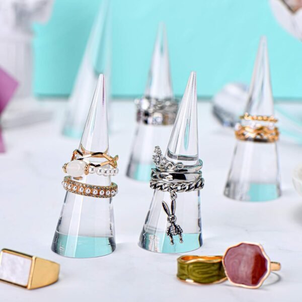 oem/odm jetec clear acrylic crystal ring holder acrylic ring display jewelry holder wedding display cone support single finger rings showcase stand for jewelry wholesale supplier & factory