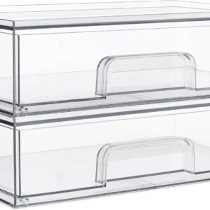 oem/odm vtopmart 12.1''w clear stackable storage drawers,2 pack acrylic plastic organizers bins for makeup palettes, cosmetics, and beauty supplies,ideal for vanity, bathroom,cabinet,desk organization wholesale supplier & factory
