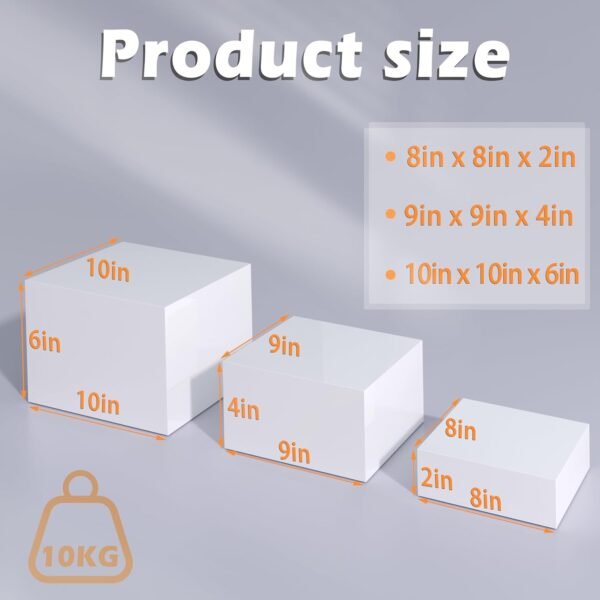 oem/odm buffet risers, food display risers for party, white acrylic risers display stand for buffet table, catering displays for dessert, cube box nesting riser with hollow bottoms (8"x9"x10" 3pcs) wholesale supplier & factory