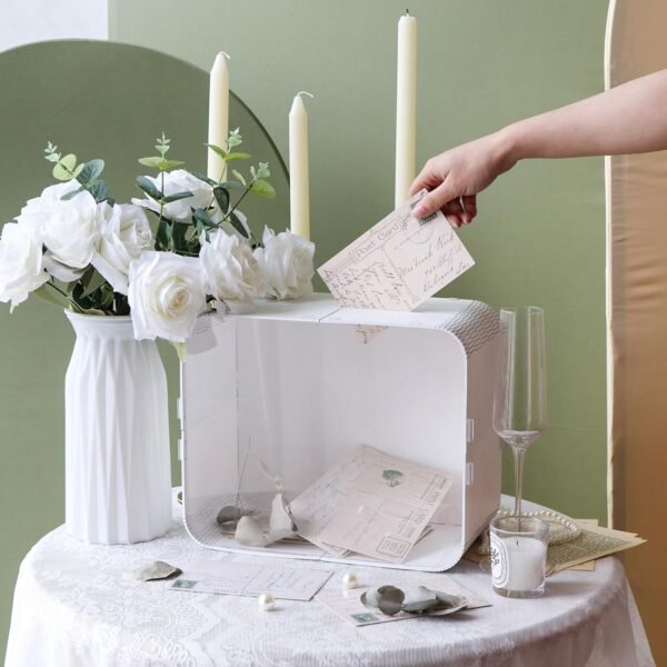 oem/odm ourwarm white wedding card box for reception, wooden gift card box with acrylic window, wedding envelope money wedding card boxes for baby shower birthday graduation party wedding decorations wholesale supplier & factory