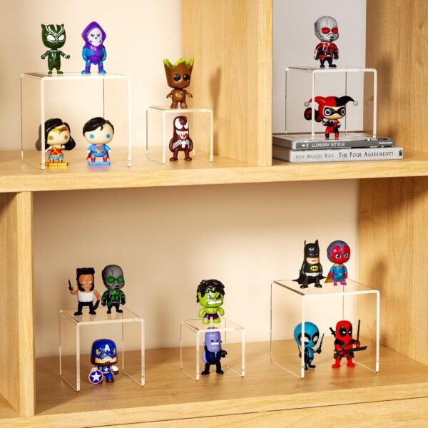 oem/odm niubee 2 set acrylic risers display for funko pop figures,clear cake stands for candy dessert table decorations-3"x4"x5" wholesale supplier & factory