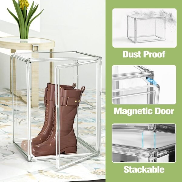 oem/odm xx-large tall boot storage box, large acrylic shoe box, sneaker shoe display case for collectibles clear plastic stackable handbag purse organizer with lids wholesale supplier & factory