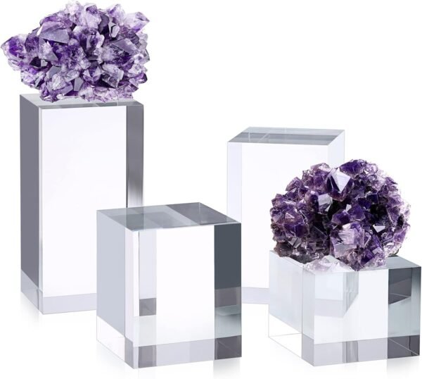 oem/odm hipiwe 4pcs acrylic display risers stand clear square action figures collection organizer holder collectibles display blocks tabletop jewelry perfume display stand photography props wholesale supplier & factory