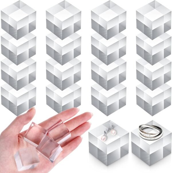 oem/odm remerry 16 pcs clear acrylic blocks square display block clear polished cube acrylic jewelry display stand ring showcase holder base(1 x 1 x 1 inch) wholesale supplier & factory