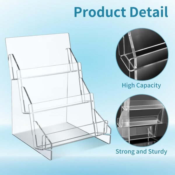 oem/odm dlugopis 3-tier acrylic greeting card display stand: greeting card organizer, postcard display rack, retail display stand for vendors counter wholesale supplier & factory